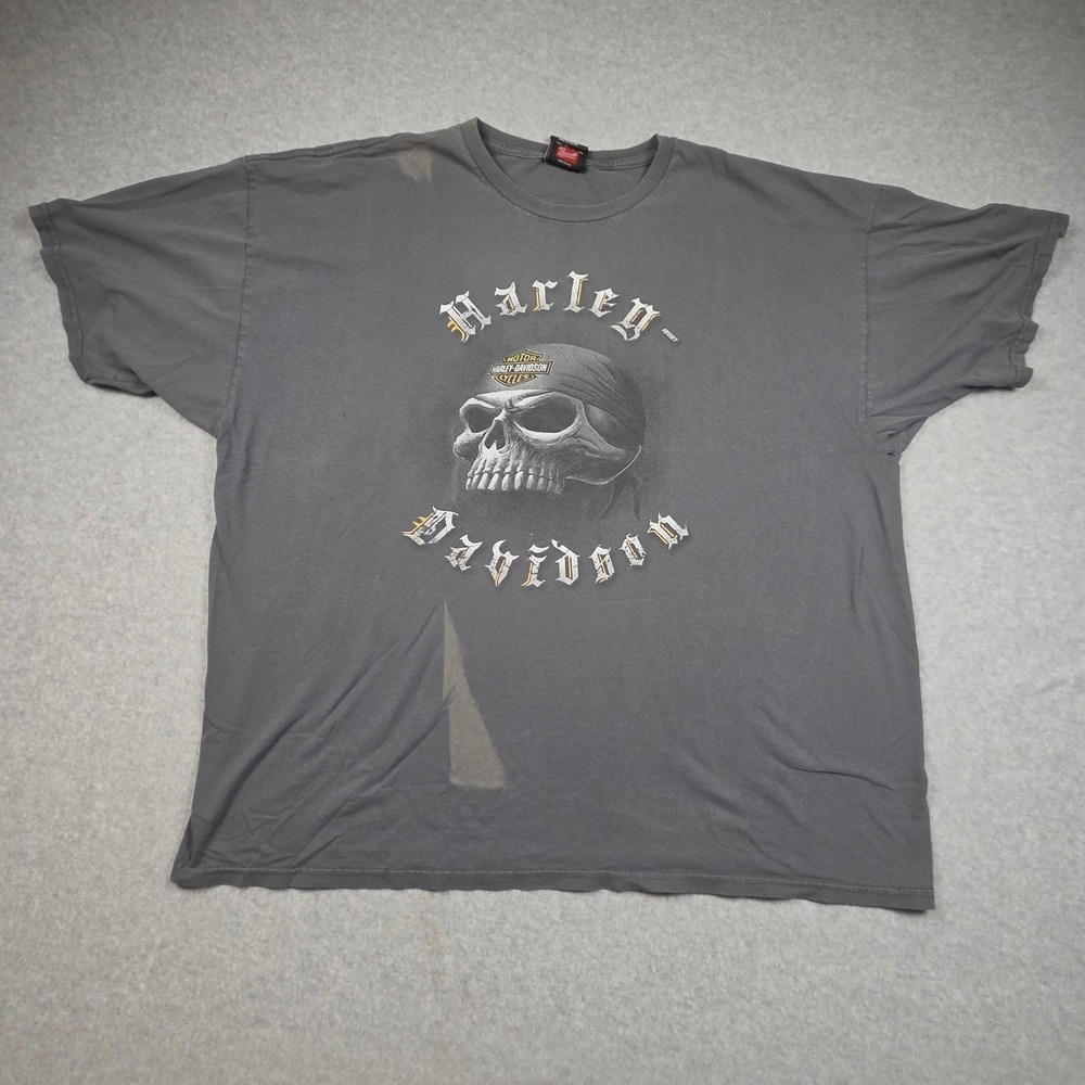 Harley Davidson Ellington CT Skull Live To Ride 2XL Gray Biker T Shirt